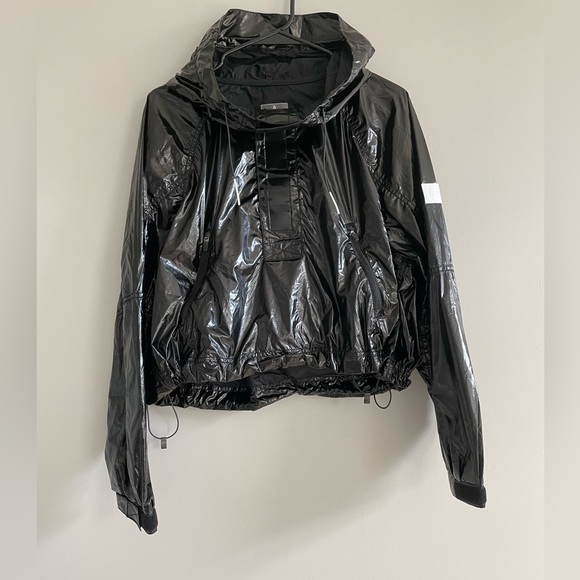NWOT Free People Dew Drop Rain Jacket shiny black size XS - Picture 2 of 12